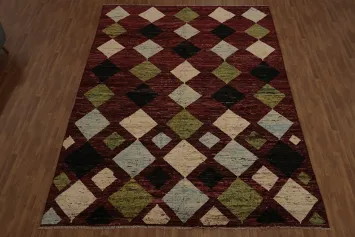 Bold Geometry Multi-Tone Diamond Moroccan Large Rug 10x14