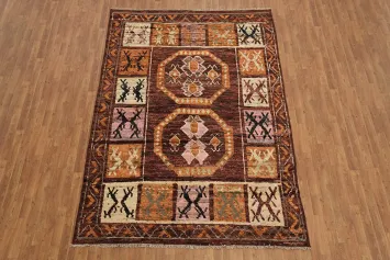 Bohemian Style Area Rug with Rustic, Eclectic Tribal Design Elements 7x10