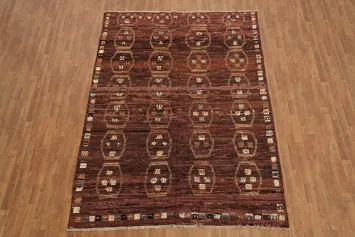 Maroon Red Tribal Design Moroccan Rug for Rustic Home Decor 7x10