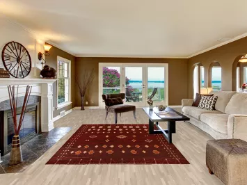 Red Wool Moroccan Tribal Area Rug 6x10