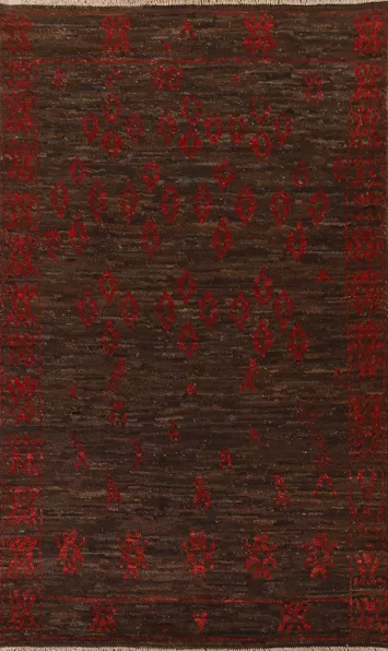 Dark Brown Moroccan Oriental Area Rug 7x10