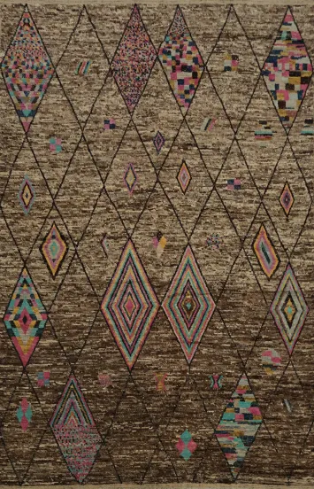 Chic Diamond Motifs Moroccan Large Area Rug 10x14 for Living Rooms