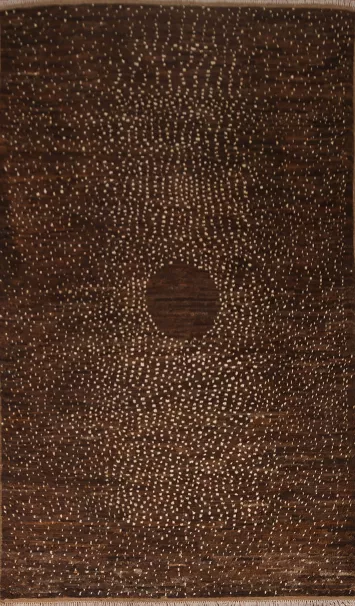 Brown Wool Moroccan Oriental Area Rug 6x9