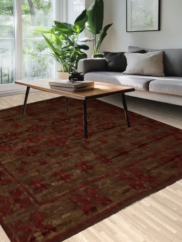 Rich Textures Brown and Red Moroccan Berber Area Rug 8x11