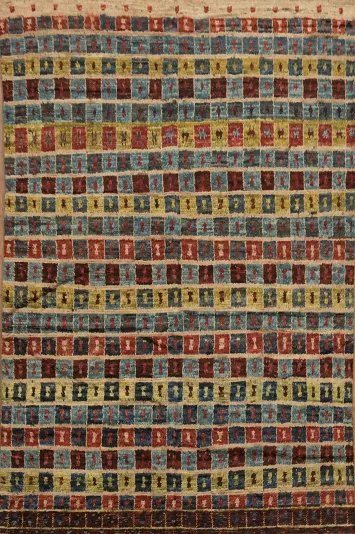 Multi-Colored Rectangles Checked Pattern Moroccan on a Classic Patterned Rug 6x10
