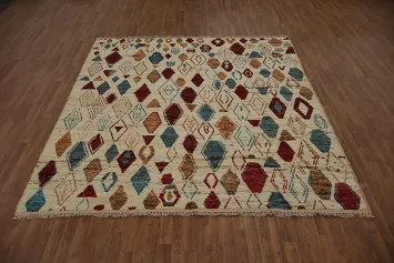 Geometric Moroccan Square Area Rug 9x9