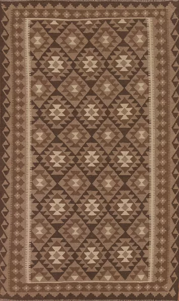 Geometric Kilim Wool Area Rug 5x8