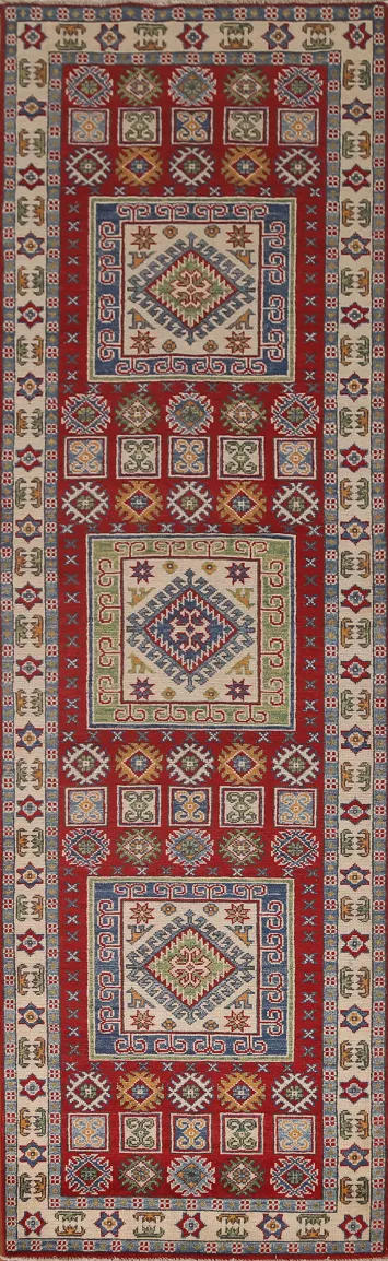 Geometric Kazak Oriental Runner Rugs 3x10