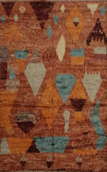 Bold Geometric Complements Earthy Tones Moroccan Berber Area Rug 7x10