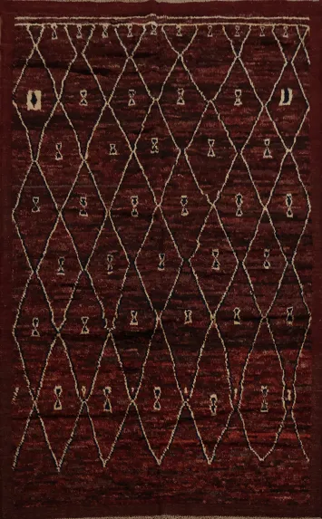 Luxury Moroccan Wool Area Rug 7x10 with Timeless Geometric Designs