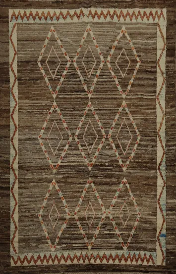Handcrafted Diamond Moroccan Area Rug 7x9 in Rich Earthy Hues