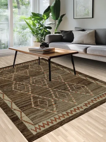 Handcrafted Diamond Moroccan Area Rug 7x9 in Rich Earthy Hues