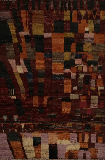 Artistic Moroccan Berber Wool Area Rug 9x12 with Rich Earthy Tones