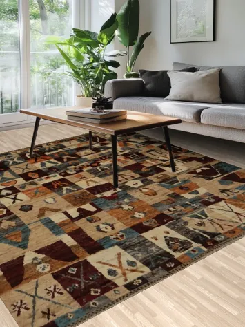 Tribal Moroccan Area Rug 8x10 with Diverse Geometric Shapes