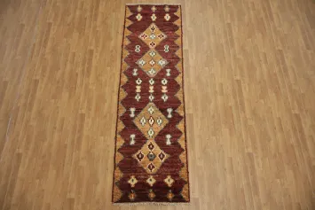 Moroccan Tribal Runner Rug with Bold Geometric Patterns and Warm Tones 3x10
