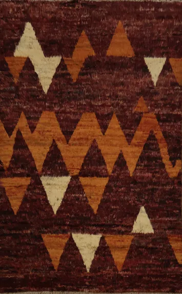 Triangular Serenity Textured Moroccan Berber Area Rug 7x10