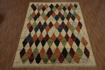 Multicolor Diamond Design Moroccan Large Rug 10x14 for Stylish Interiors