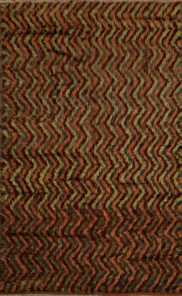 Chevron Moroccan Berber Area Rug 6x8 in Rustic Shade Colors