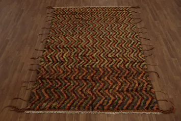 Chevron Moroccan Berber Area Rug 6x8 in Rustic Shade Colors