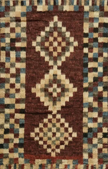 Checkered Moroccan Tribal Area Rug 6x10