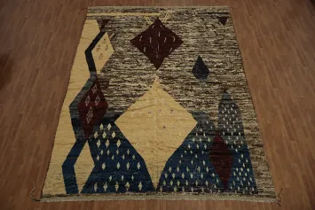 Neutral Tones and Bold Patterns Moroccan Large Area Rug 10x14