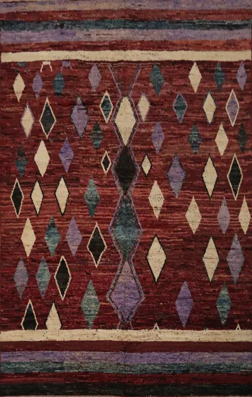 Geometric Moroccan Wool Area Rug 9x12