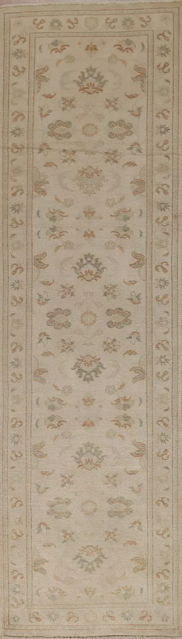 Floral Oushak Turkish Runner Rug 3x10