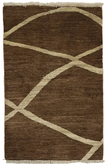Contemporary Brown and Beige Rug with Stylish Patterns 2x3