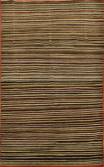 Contemporary Rug with Rustic Stripe Design in Warm Hues 3x5