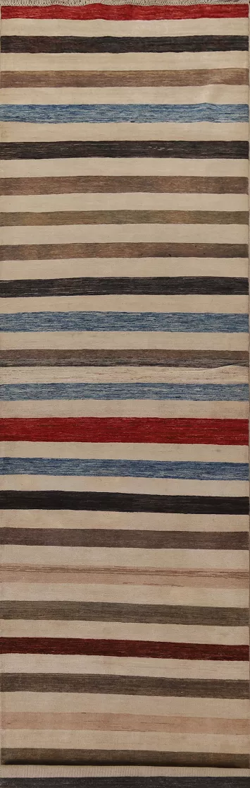 Modern Gabbeh Kashkoli Runner Rug 3x14