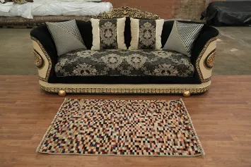 Checkered Gabbeh Kashkoli Wool Area Rug 3x5