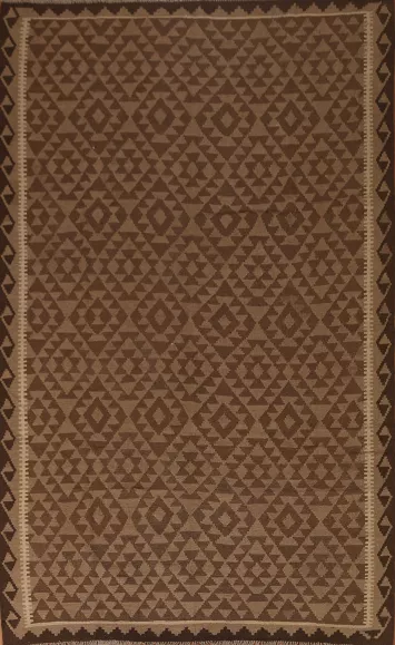 Geometric Brown Kilim Area Rug 7x10
