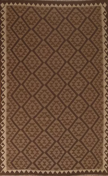 Tribal Kilim Brown Area Rug 7x10