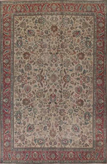 All-Over Floral Tabriz Persian Area Rug 9x12