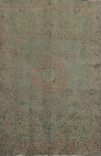 Stylish Sophistication: Traditional Green Tabriz Persian Area Rug 6x9