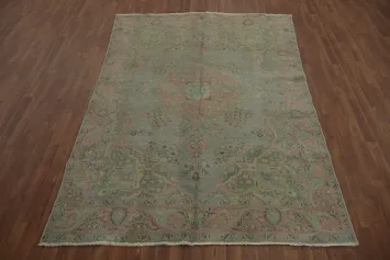 Stylish Sophistication: Traditional Green Tabriz Persian Area Rug 6x9