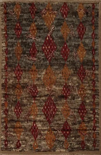 Classic Moroccan Berber Wool Area Rug 8x10 with Rich Earthy Tones