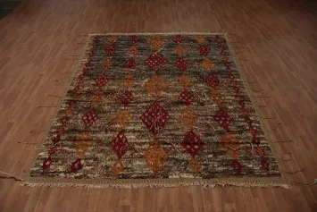 Classic Moroccan Berber Wool Area Rug 8x10 with Rich Earthy Tones