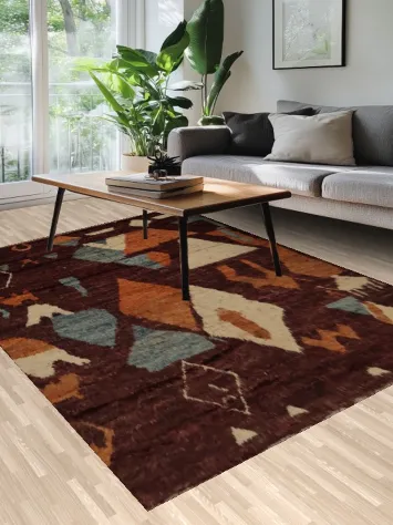 Geometric Elegance Bold Rustic Moroccan Berber Area Rug 7x10