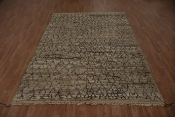 Geometric Charm Elegant Brown Moroccan Area Rug 7x10