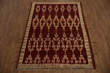 Classic Red Geometric Diamond Moroccan Area Rug 6x8