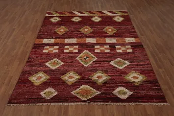 Traditional Geometric Moroccan Area Rug 7x10 in Rich Earthy Tones