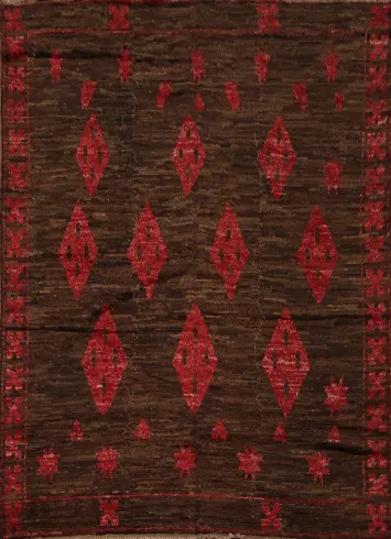 Rustic Red and Brown Moroccan Area Rug 8x10 for Living Space