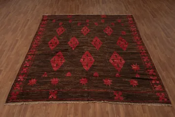 Rustic Red and Brown Moroccan Area Rug 8x10 for Living Space