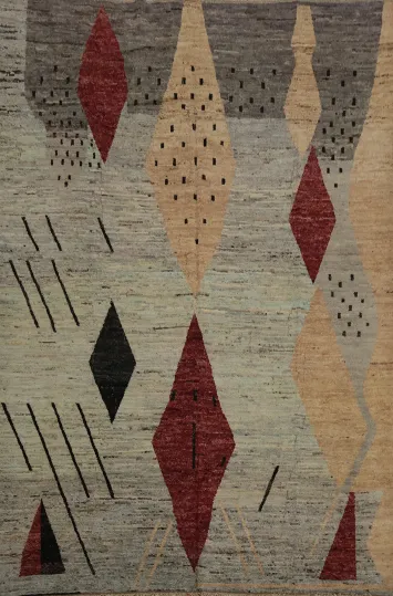 Earth-Toned Moroccan Large Area Rug 10x14 with Geometric Charm