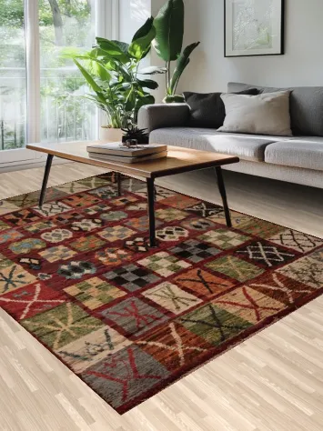 Vibrant Patchwork Moroccan Area Rug 7x10 with Rich Colors