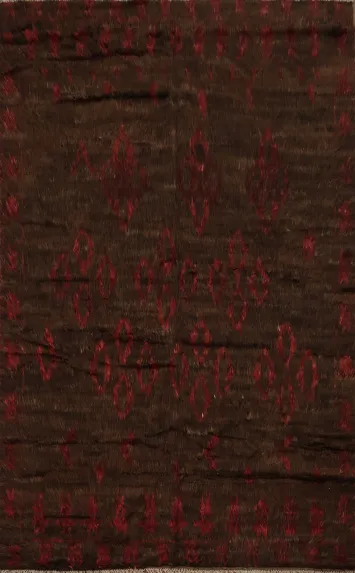 Dark Brown Moroccan Berber Wool Area Rug 7x10