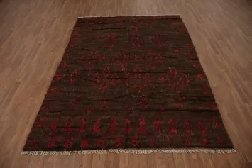 Dark Brown Moroccan Berber Wool Area Rug 7x10