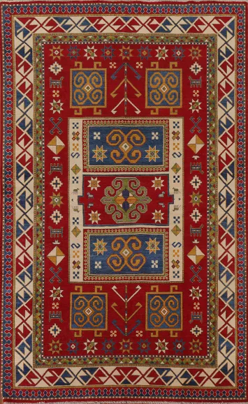 Geometric Kazak Oriental Area Rug 7x10
