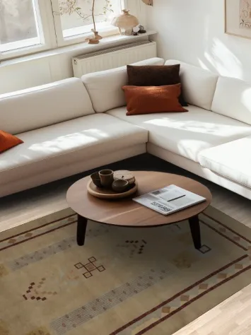 Minimalist Gabbeh Kashkoli Area Rug 5x9 for Contemporary Homes